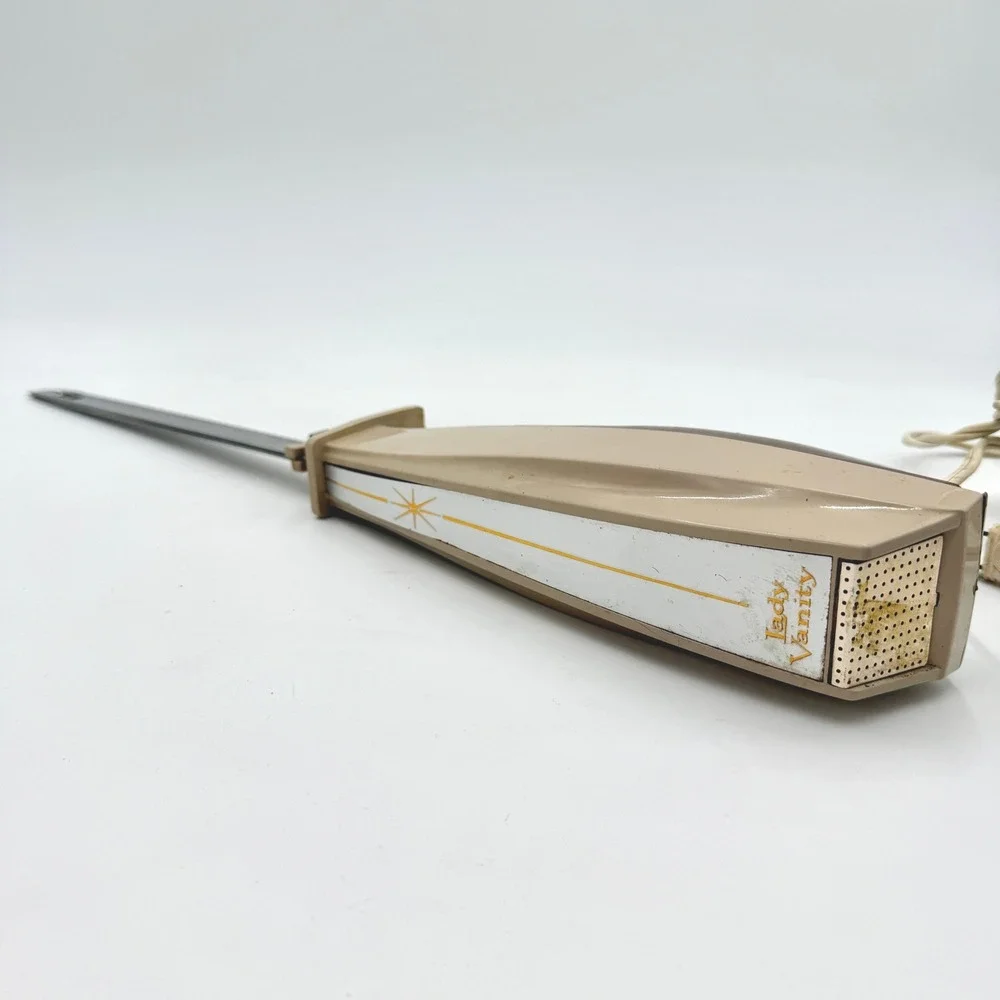 Vintage Lady Vanity‎ Electric Carving Knife Beige MCM Starburst Stainless USA